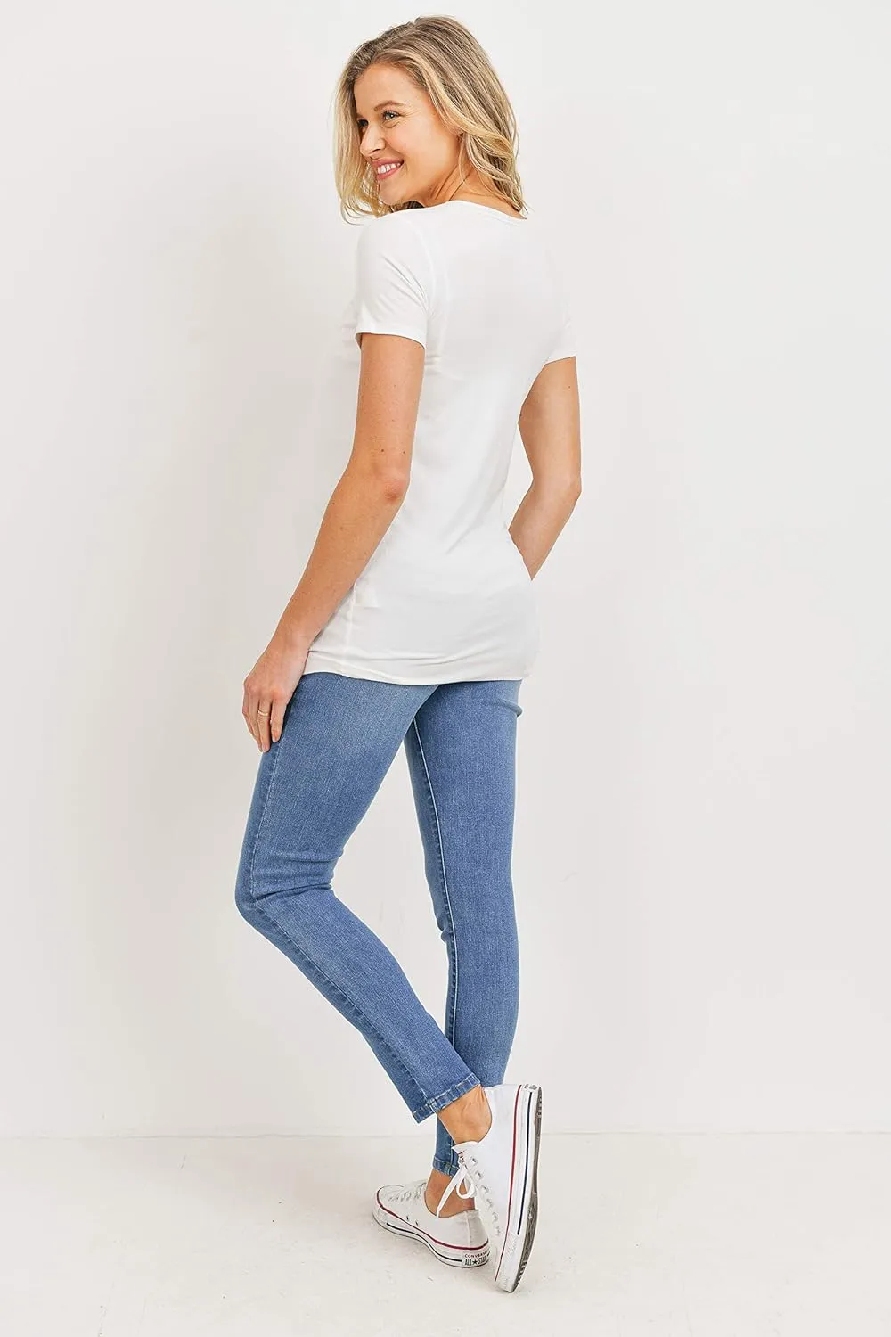 LaClef Women's Maternity Jeans Over The Belly Stretchy Denim Pants
