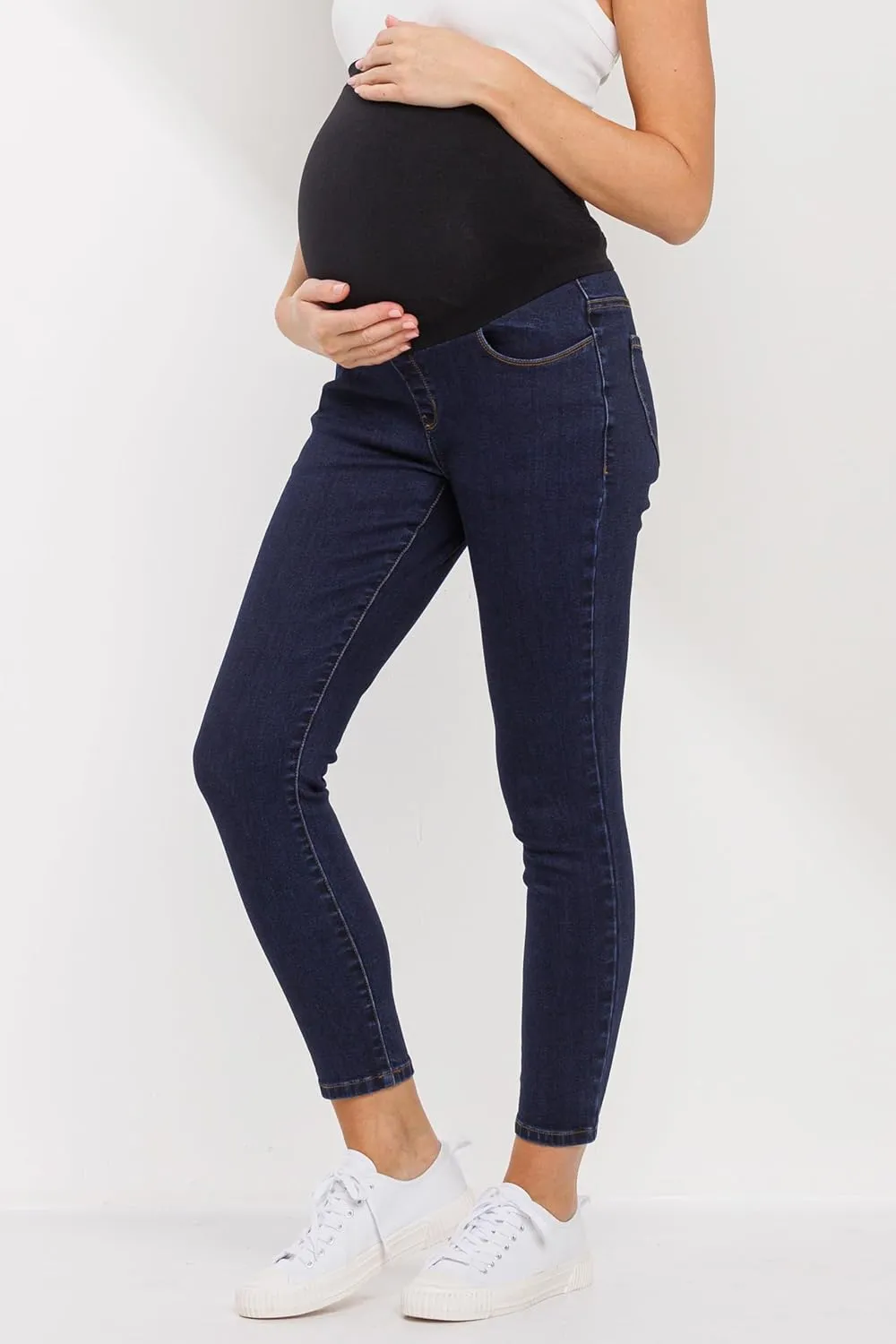LaClef Women's Maternity Jeans Over The Belly Stretchy Denim Pants