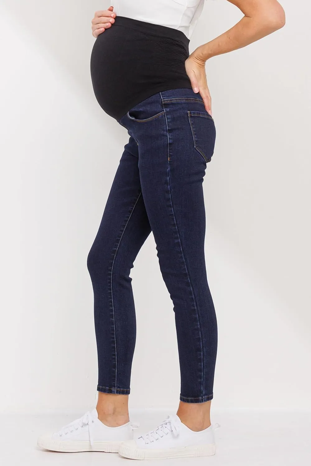 LaClef Women's Maternity Jeans Over The Belly Stretchy Denim Pants