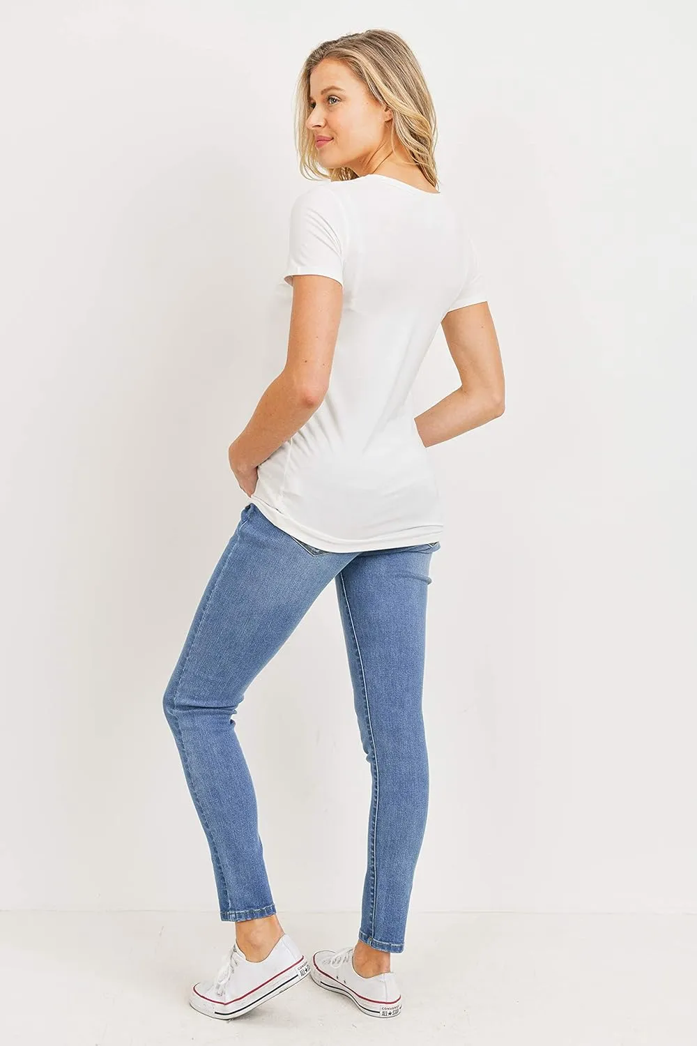 LaClef Women's Maternity Jeans Over The Belly Stretchy Denim Pants