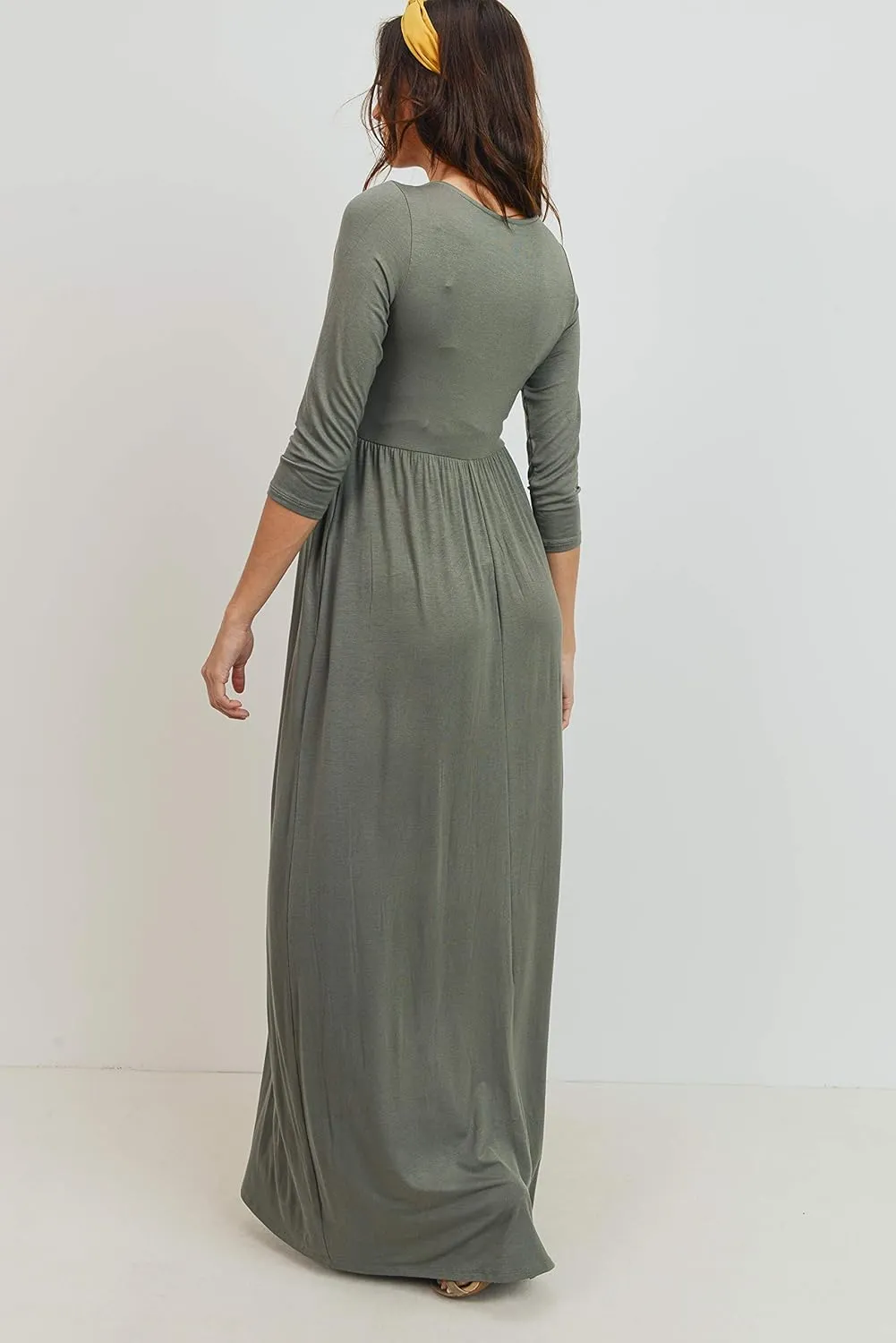 LaClef Women's Wrapped Ruched Maternity Dress with Pocket