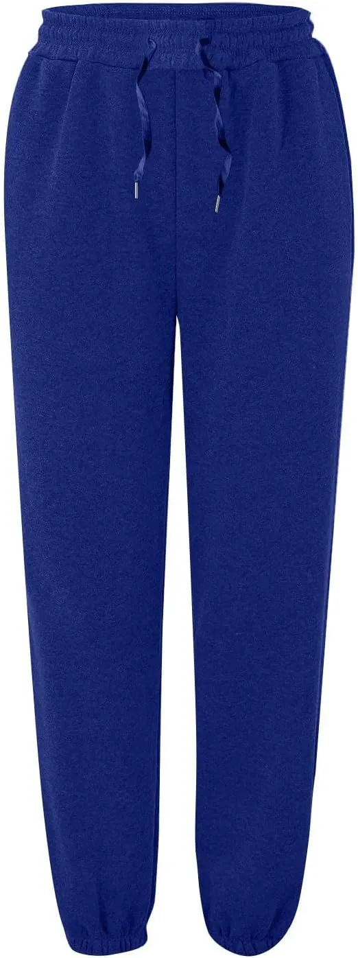 lcyhony Fleece Jogger Sweatpants Women Baggy Comfy Straight Leg Yoga Pants with Pockets Stretch Casual Athletic Sweat Pants