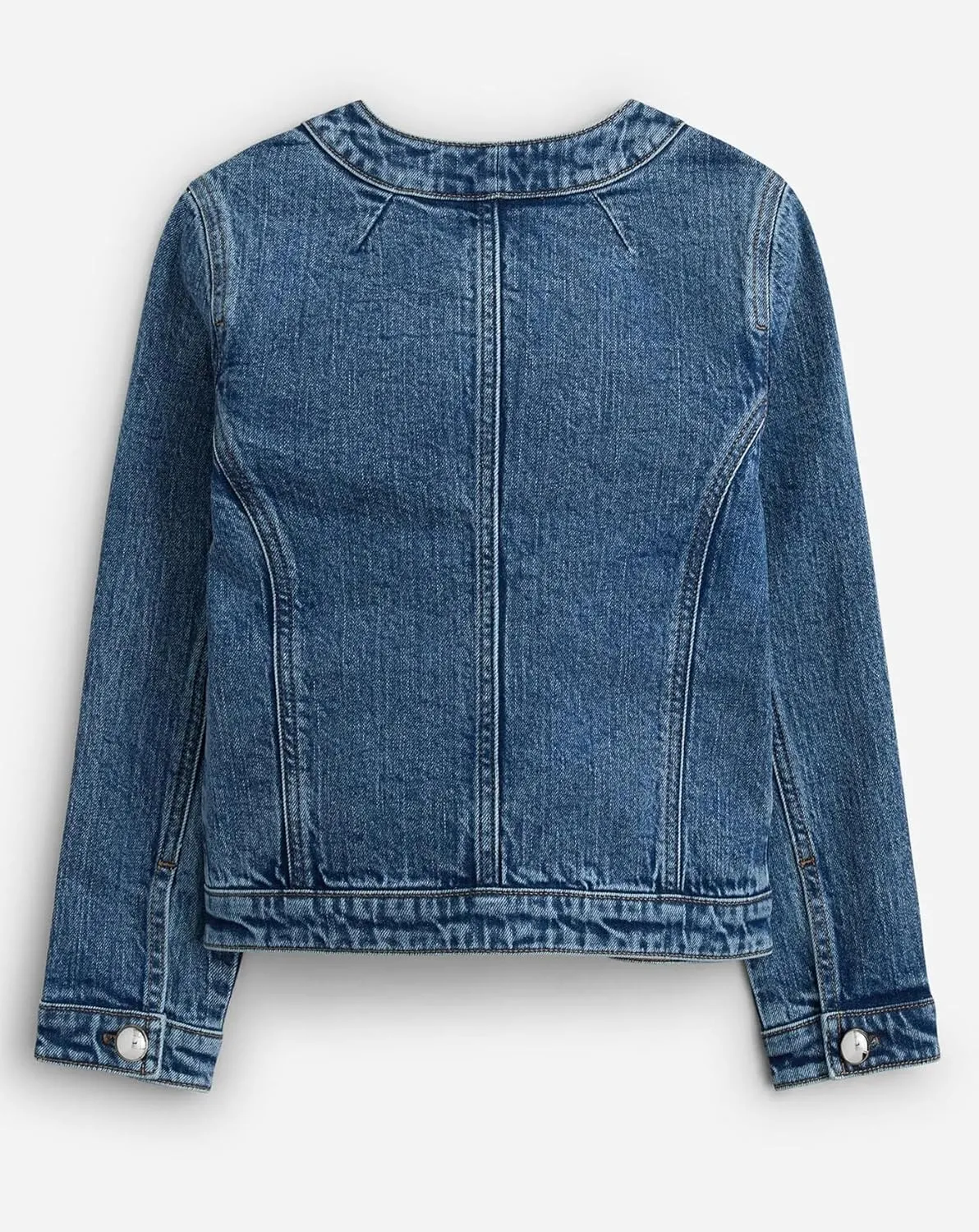 LifeShe Denim Jacket for Women Cropped Collarless Jean Cardigan Casual Shacket