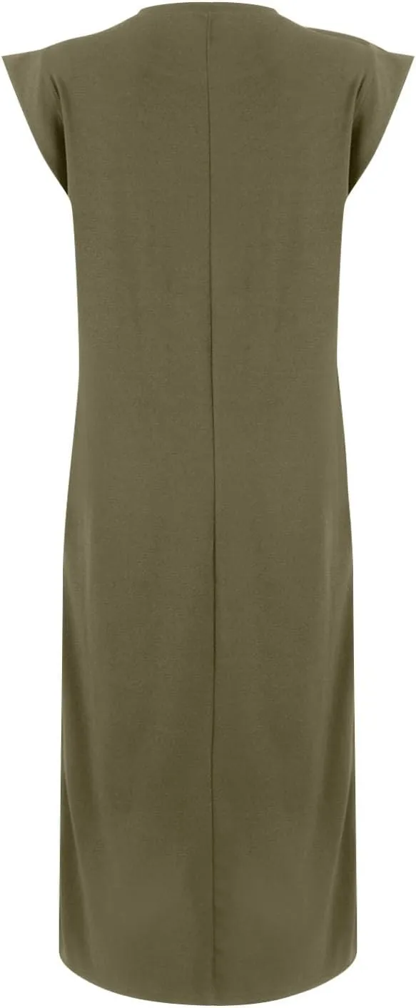Long Maxi Dresses for Women Summer Casual Dress Crewneck Sleeveless Sundress Loose Fit Split Beach Dress with Pocket