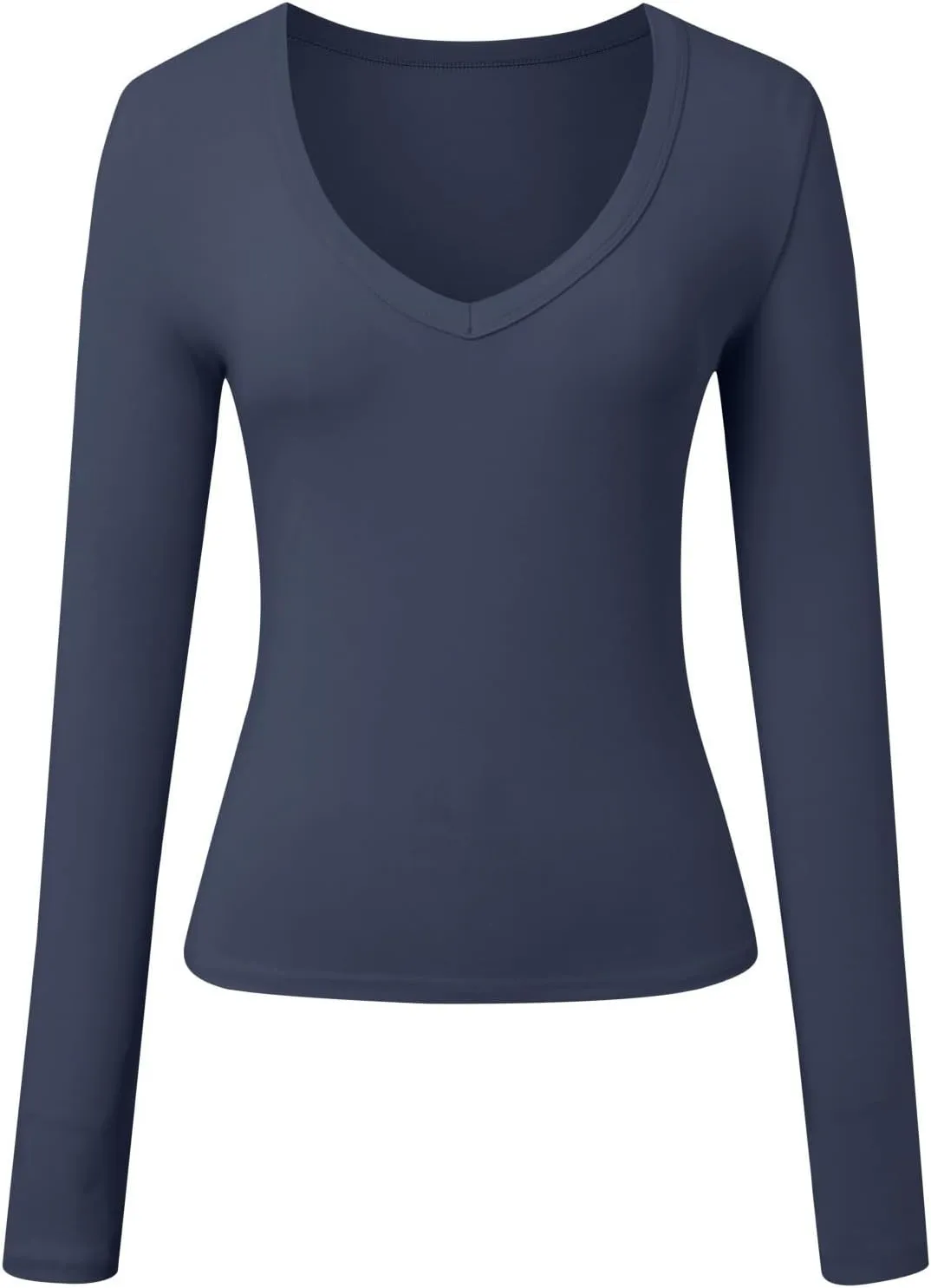 Long Sleeve Shirts for Women V Neck Basics Tops Lightweight Slim Fit Crop Top Base Layer Thermal Undershirts Fall