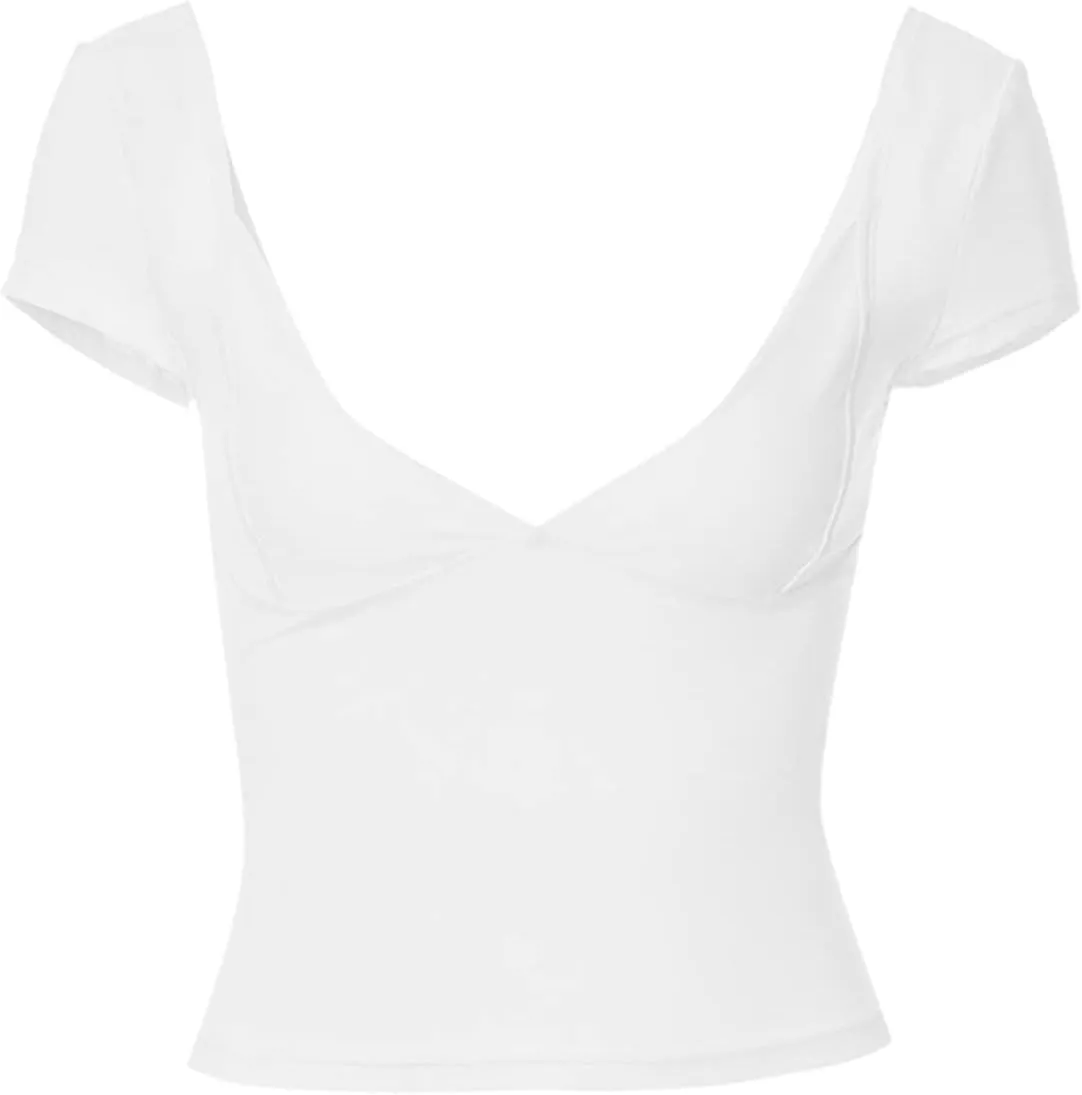 Low Cut Short Sleeve Tops for Women Backless V Neck Slim Fit Crop Tops Sexy Open Back Going Out T Shirts Y2K Clubwear