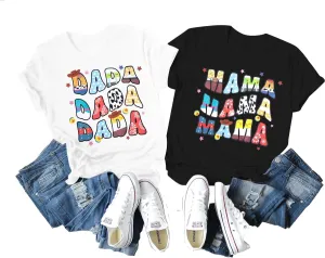 LUKYCILD Mom and Dad Matching Shirts Couples Matching Outfits Pregnancy Announcement T-Shirt Casual Graphic Tee