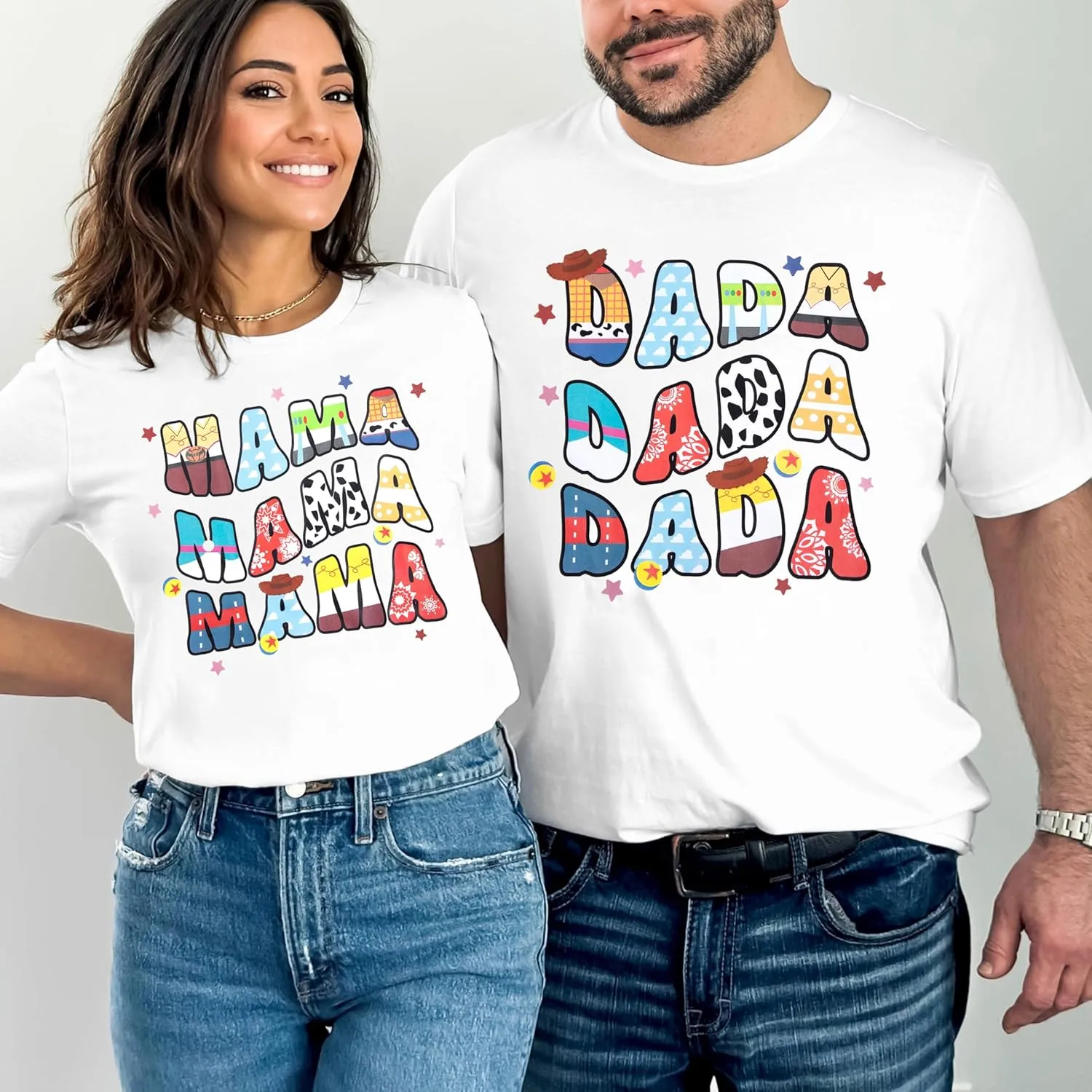LUKYCILD Mom and Dad Matching Shirts Couples Matching Outfits Pregnancy Announcement T-Shirt Casual Graphic Tee