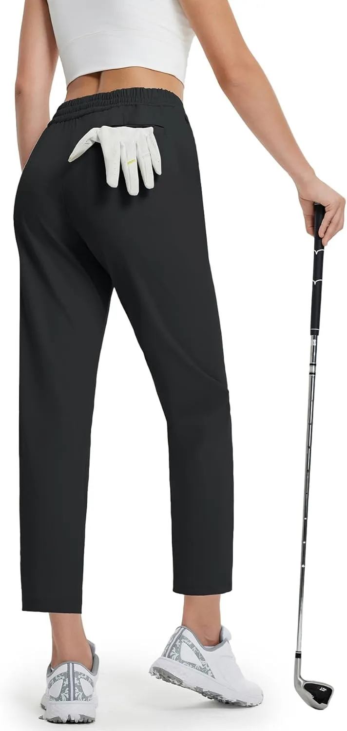 M MAELREG Women's Golf Pants with Zip Pockets 7/8 Ankle Stretch Lightweight Sweatpants for Athletic Hiking Travel Work Lounge