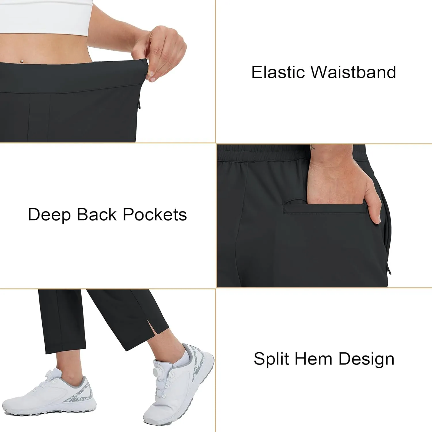 M MAELREG Women's Golf Pants with Zip Pockets 7/8 Ankle Stretch Lightweight Sweatpants for Athletic Hiking Travel Work Lounge