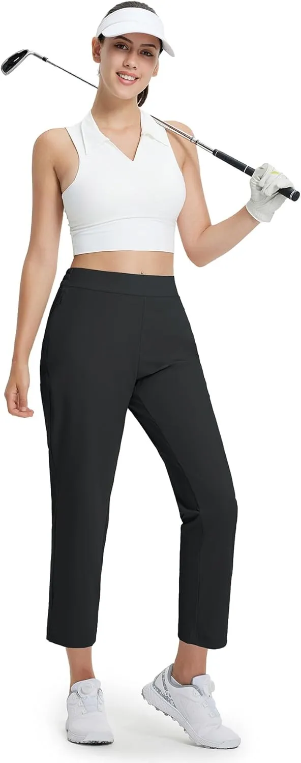 M MAELREG Women's Golf Pants with Zip Pockets 7/8 Ankle Stretch Lightweight Sweatpants for Athletic Hiking Travel Work Lounge