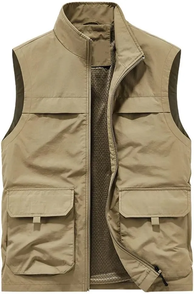 Men Breathable Outdoor Sleeveless Jacket Summer Casual Tactical Vest Multi Pocket Fishing Waistcoat