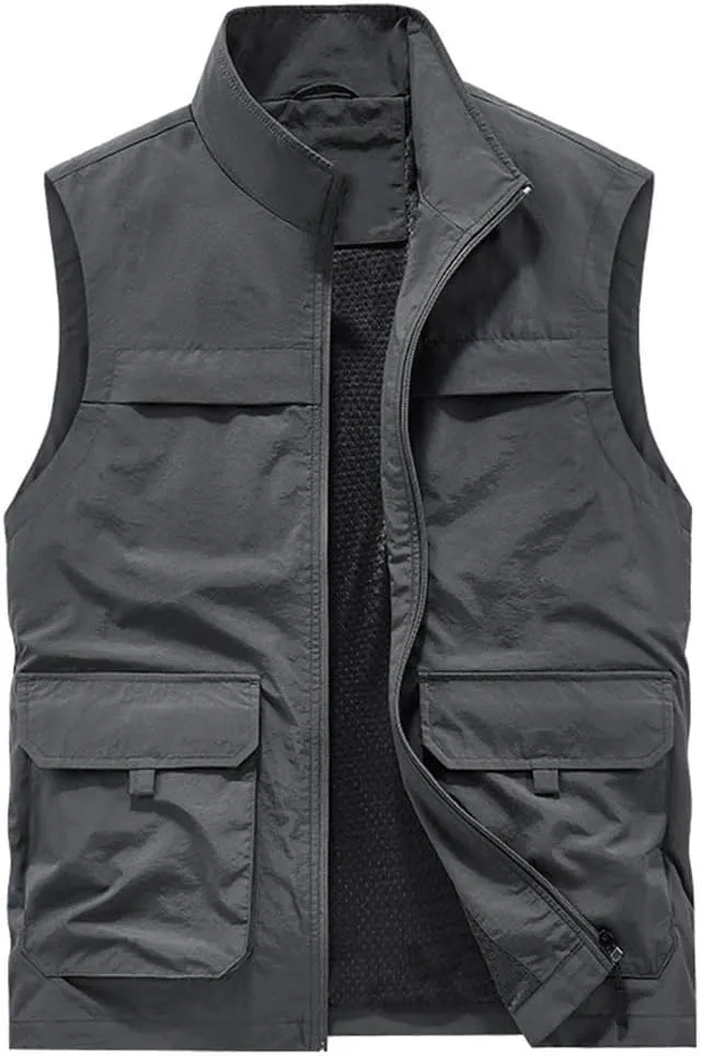 Men Breathable Outdoor Sleeveless Jacket Summer Casual Tactical Vest Multi Pocket Fishing Waistcoat