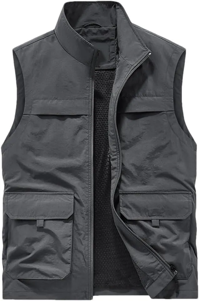Men Breathable Outdoor Sleeveless Jacket Summer Casual Tactical Vest Multi Pocket Fishing Waistcoat