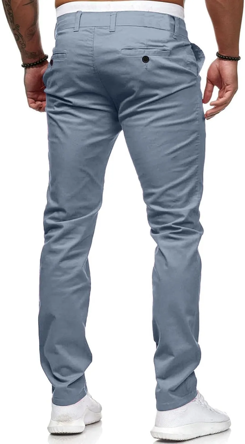 Men Dress Pants Stretch Flat Front Formal Pants Comfy Chino Pants Casual Golf Pants Straight Fit Skinny Jeans Trousers