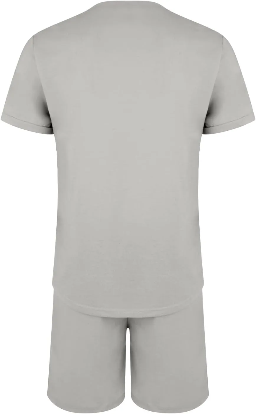 Mens 2 Piece Hawaiian Outfits Short Sleeve Casual T-Shirts and Shorts Matching Set Summer Beach Lounge Tracksuits Set
