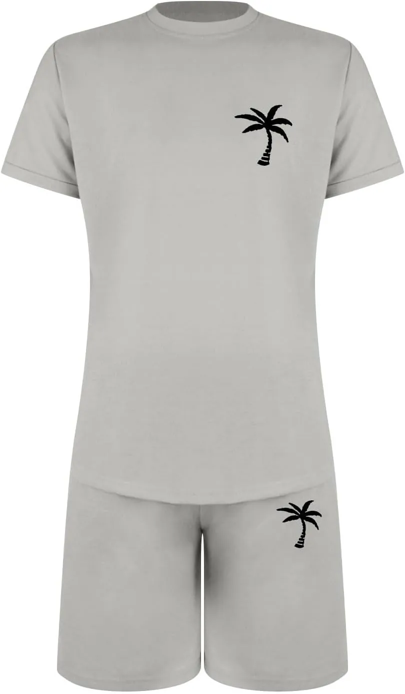 Mens 2 Piece Hawaiian Outfits Short Sleeve Casual T-Shirts and Shorts Matching Set Summer Beach Lounge Tracksuits Set