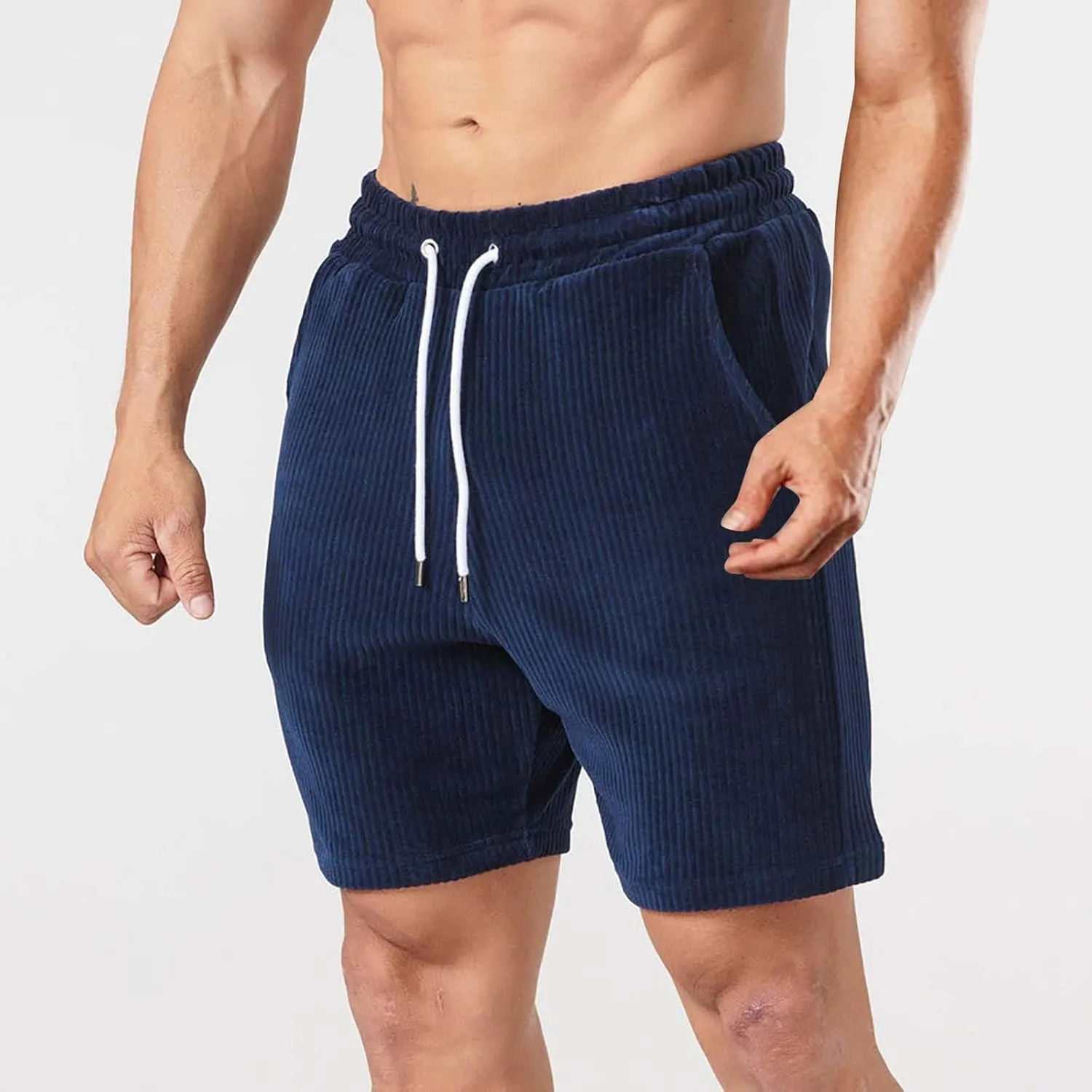 Mens 2023 Athletic Gym Shorts Cotton Jogger Workout Lounge Jersey Sweat Shorts Breathable Below Knee Short Pants