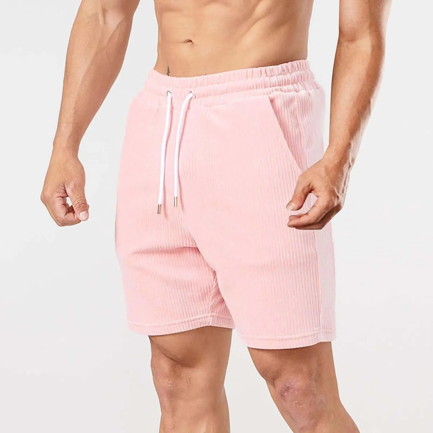 Mens 2023 Athletic Gym Shorts Cotton Jogger Workout Lounge Jersey Sweat Shorts Breathable Below Knee Short Pants