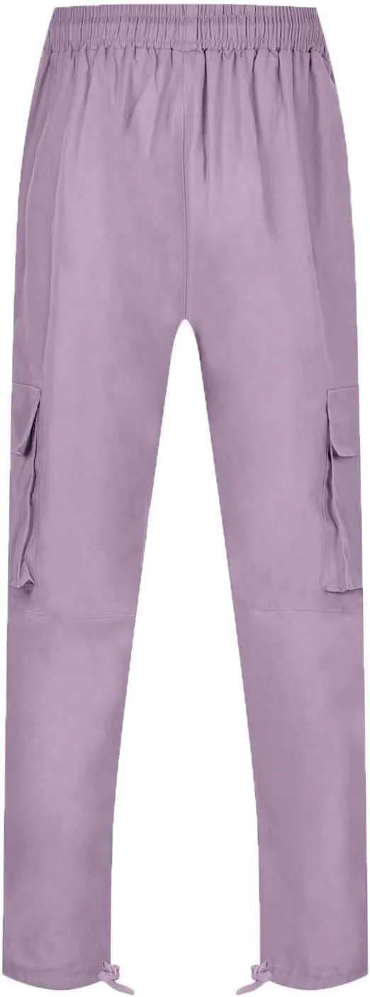Mens Baggy Cargo Pants Casual Solid Color Plus Size Straight Leg Sweatpants Stretch Waist Hiking Jogging Trousers