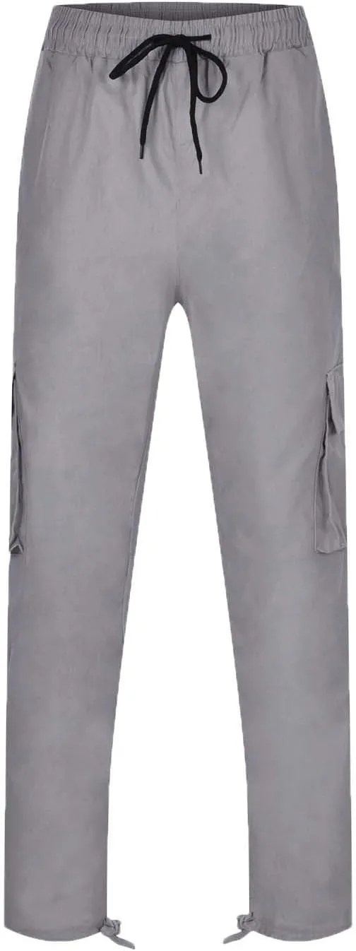 Mens Baggy Cargo Pants Casual Solid Color Plus Size Straight Leg Sweatpants Stretch Waist Hiking Jogging Trousers