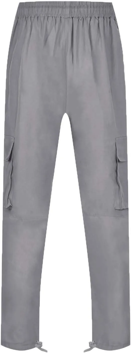 Mens Baggy Cargo Pants Casual Solid Color Plus Size Straight Leg Sweatpants Stretch Waist Hiking Jogging Trousers