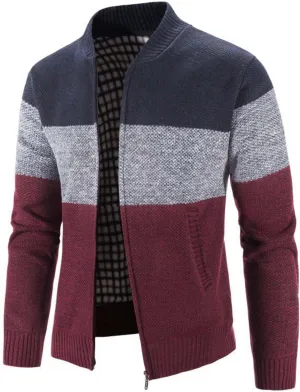 Mens Casual Full Zip Cardigan Sweaters Cable Knit Sweater Cardigan Sweater Cable Knit Zip Up Closure with Pockets
