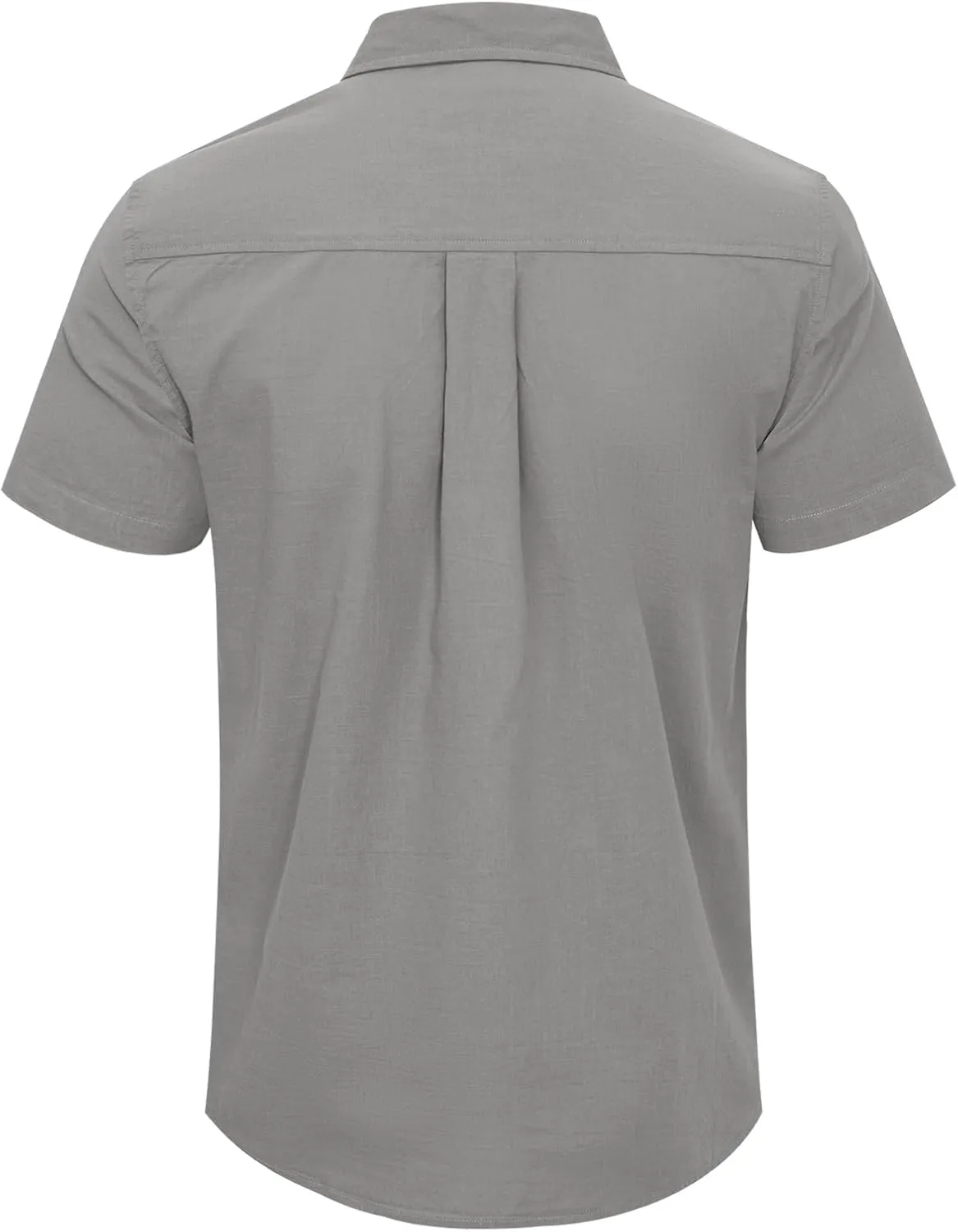 Mens Casual Linen Button Down Short Sleeve Shirts Beach Summer Spread Collar Pocket Tops
