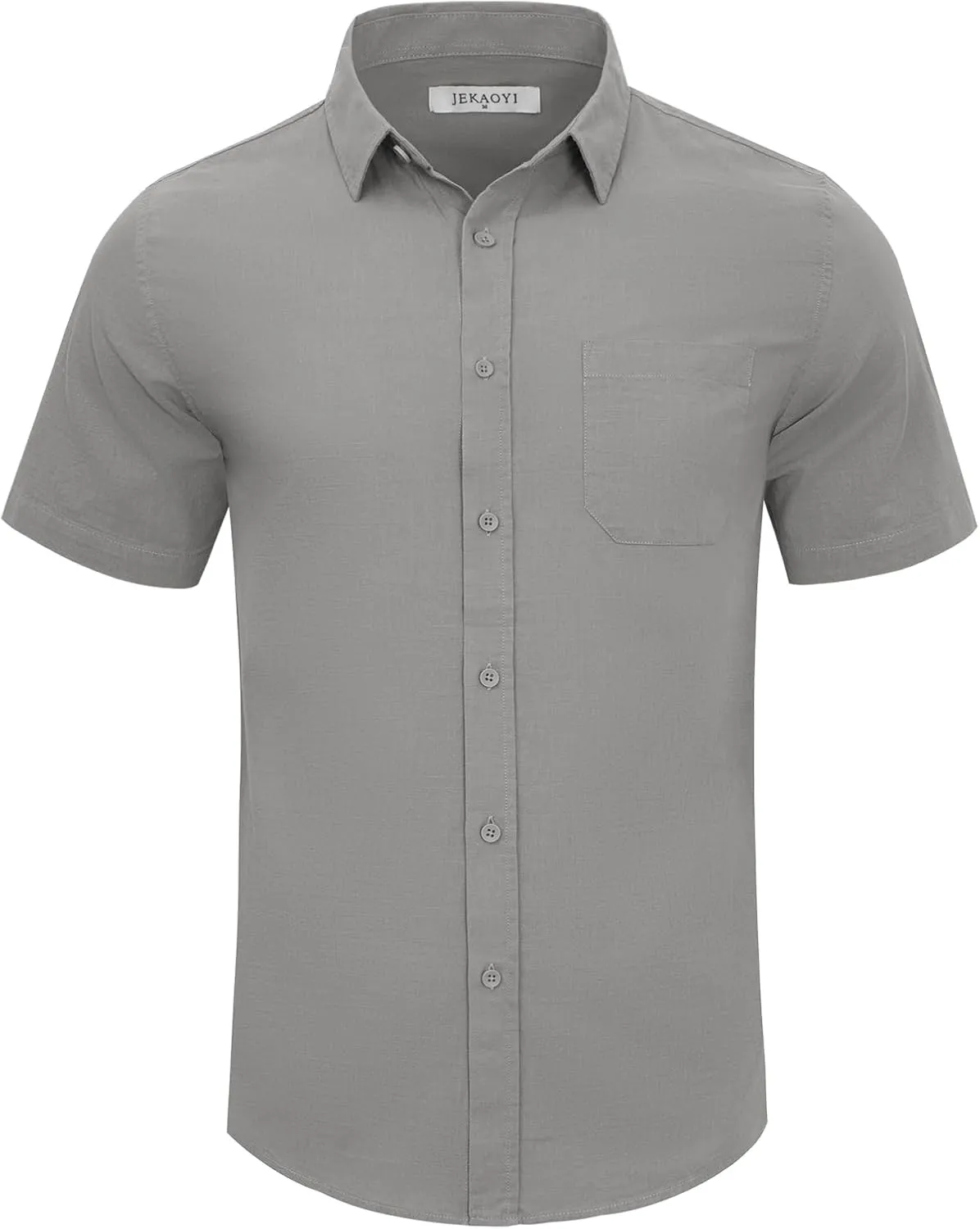 Mens Casual Linen Button Down Short Sleeve Shirts Beach Summer Spread Collar Pocket Tops