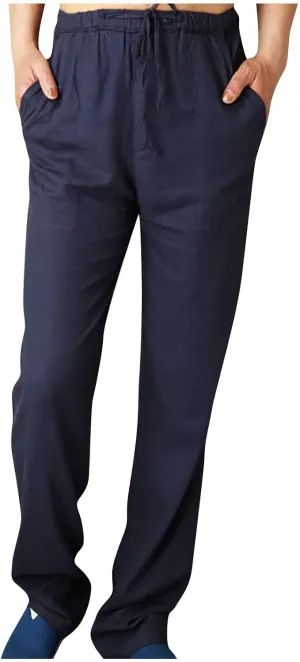 Mens Cotton Linen Pants Elastic Drawstring Waist Lightweight Summer Beach Pants Yoga Beach Pants Loose Fit Trousers