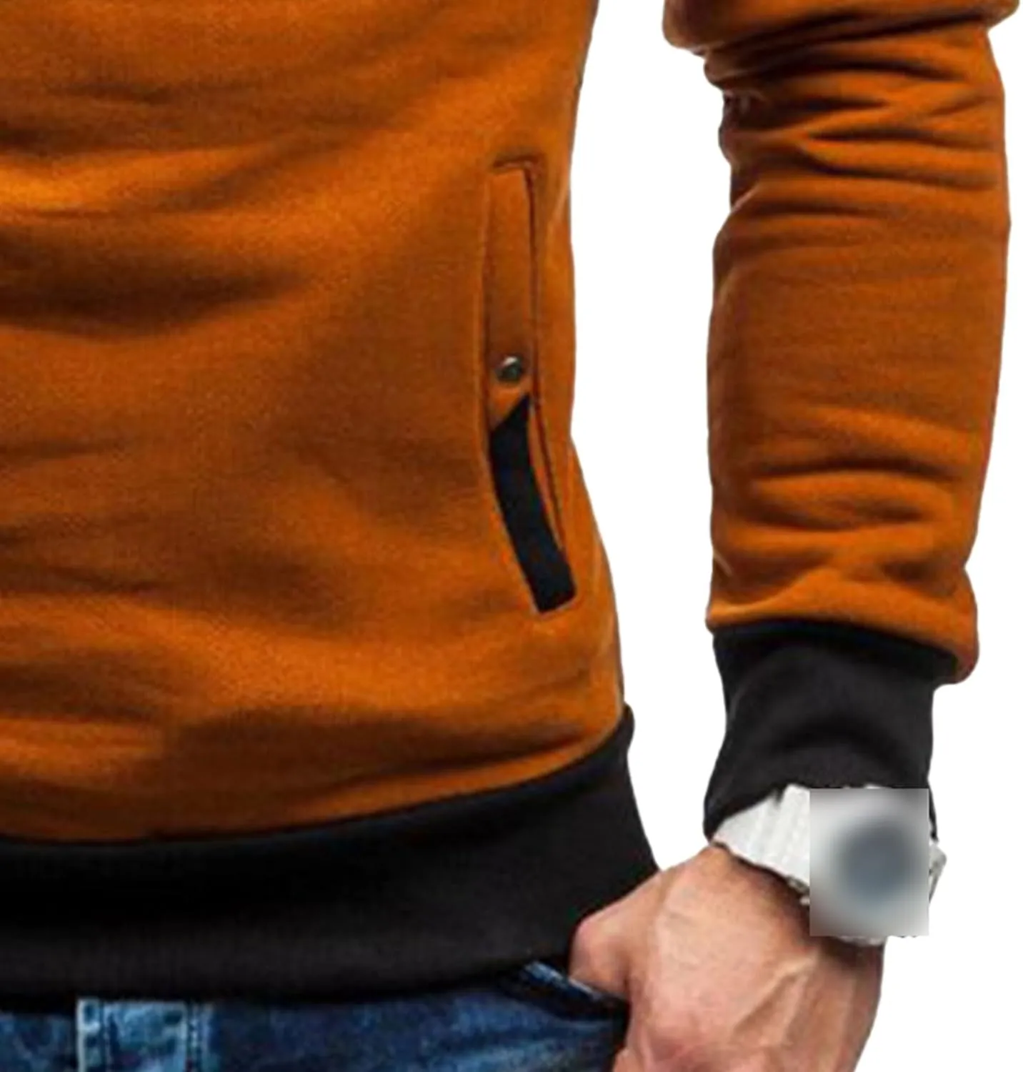 Men's Diagonal Zipper Hoodie Heavyweight Fleece Sweatshirts With Hood Long Sleeve Male Cotton Hoodie