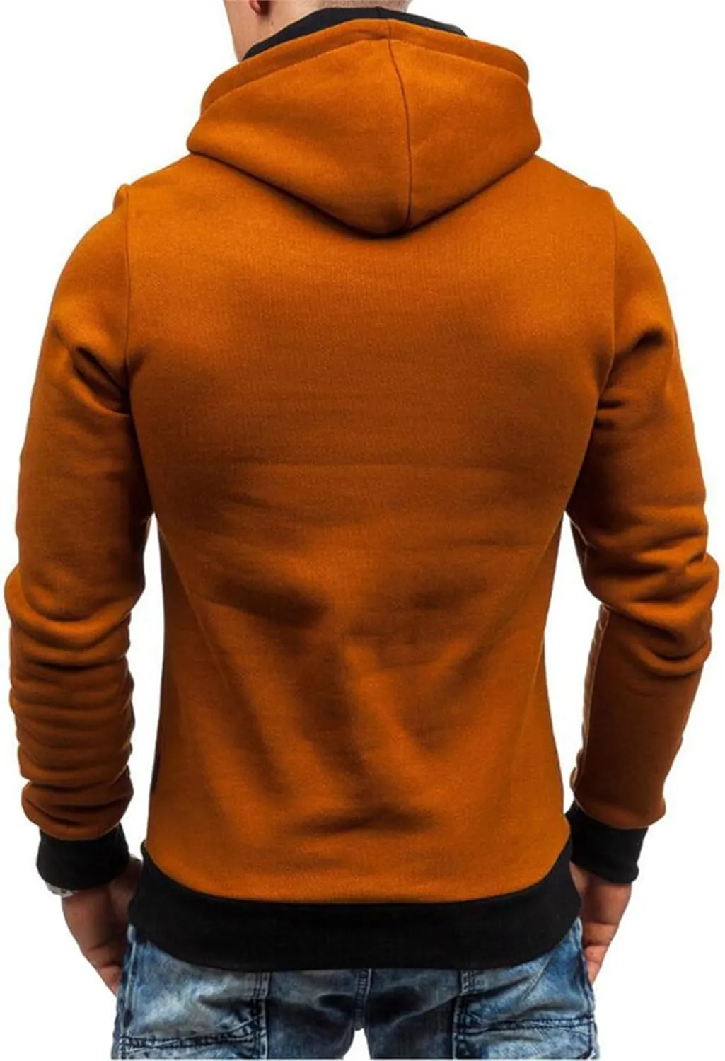 Men's Diagonal Zipper Hoodie Heavyweight Fleece Sweatshirts With Hood Long Sleeve Male Cotton Hoodie