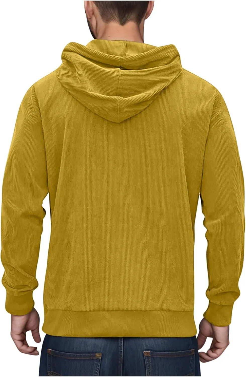 Mens Hooded Sweatshirt Long Sleeve Casual Corduroy Drawstring Pullover Hoodies with Pocket,2024 Tall and Big Tops