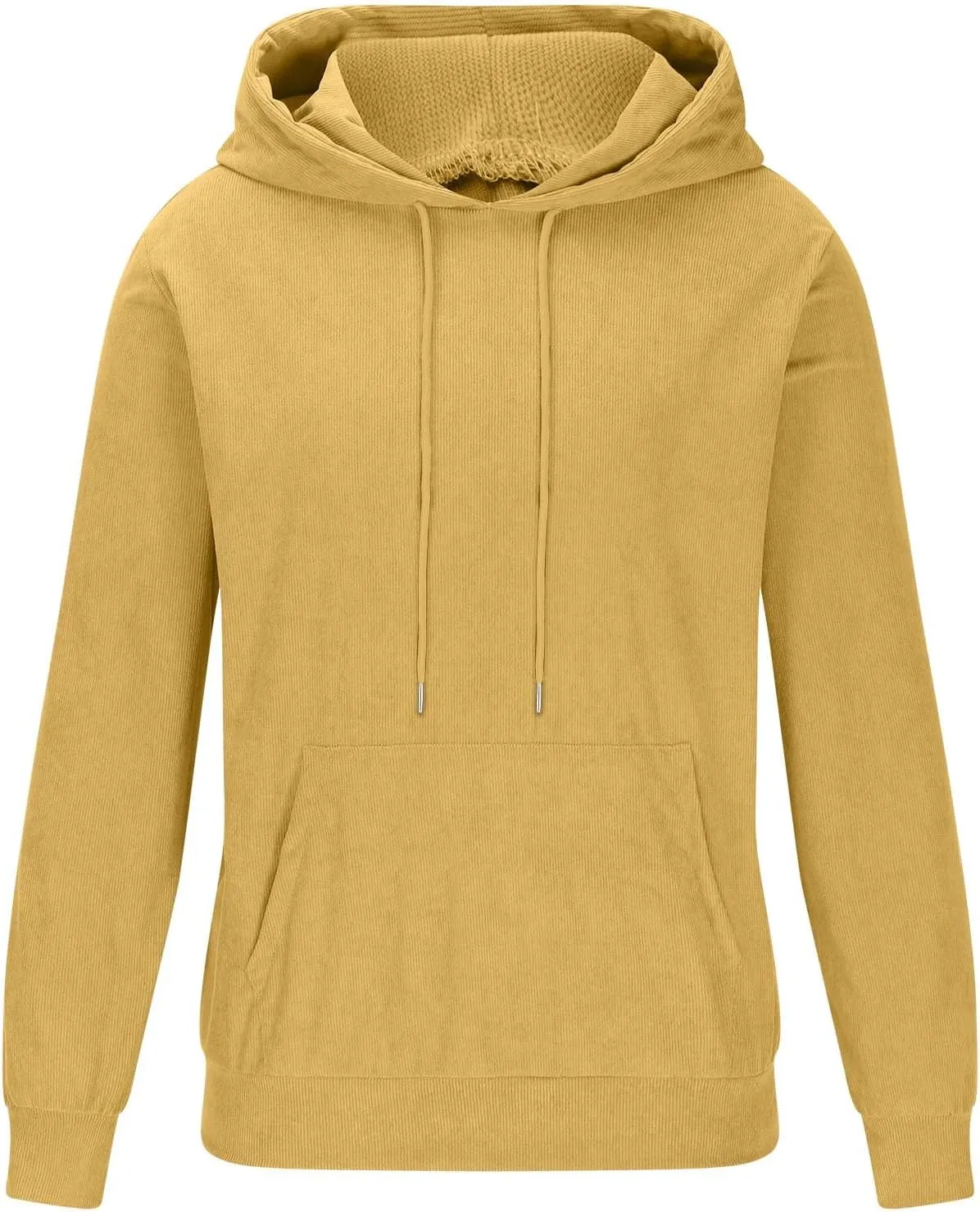 Mens Hooded Sweatshirt Long Sleeve Casual Corduroy Drawstring Pullover Hoodies with Pocket,2024 Tall and Big Tops