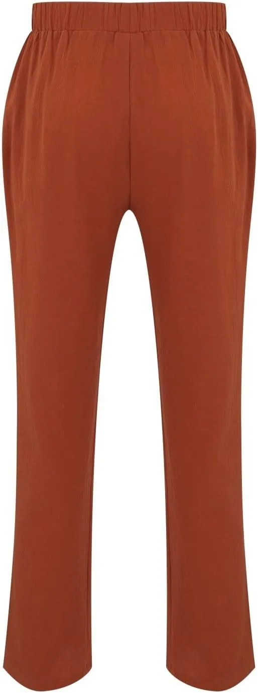 Men's Linen Cotton Pants Loose Fit Casual Lightweight Elastic Waist Summer Beach Pants Yoga Lounge Cotton Trousers