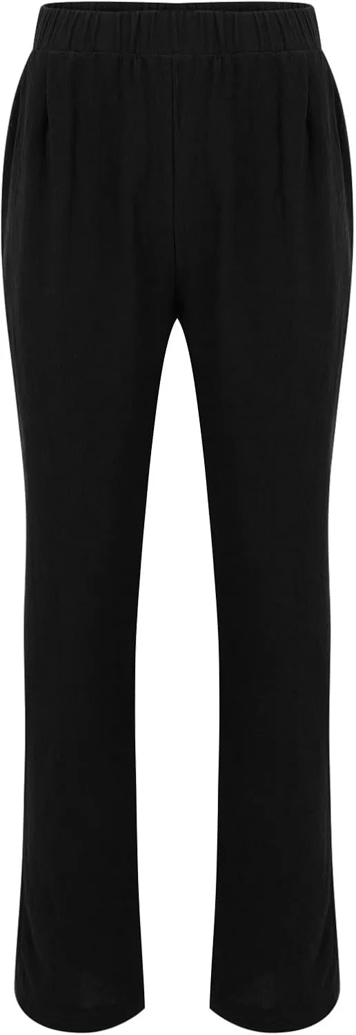Men's Linen Cotton Pants Loose Fit Casual Lightweight Elastic Waist Summer Beach Pants Yoga Lounge Cotton Trousers