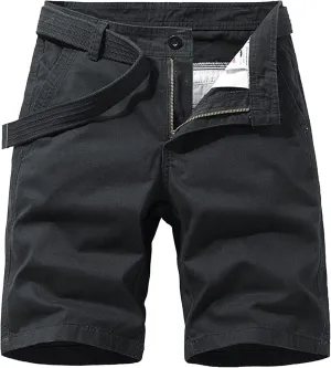Men's Relaxed Fit Outdoor Jean Trunk Cotton Twill Lightweight Cargo Shorts Zipper Pockets Solid Hiking Short Pants