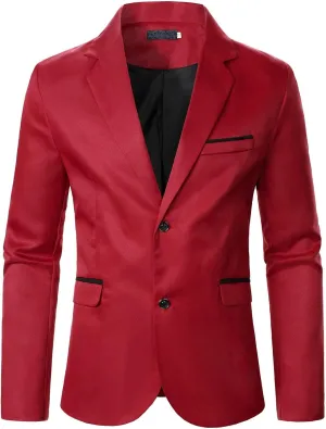 Mens Stylish Dinner Tux Dress Blazer Retro Tuxedo Jackets for Dinner Party Wedding Prom Slim Fit Suit Jacket Sport Coats
