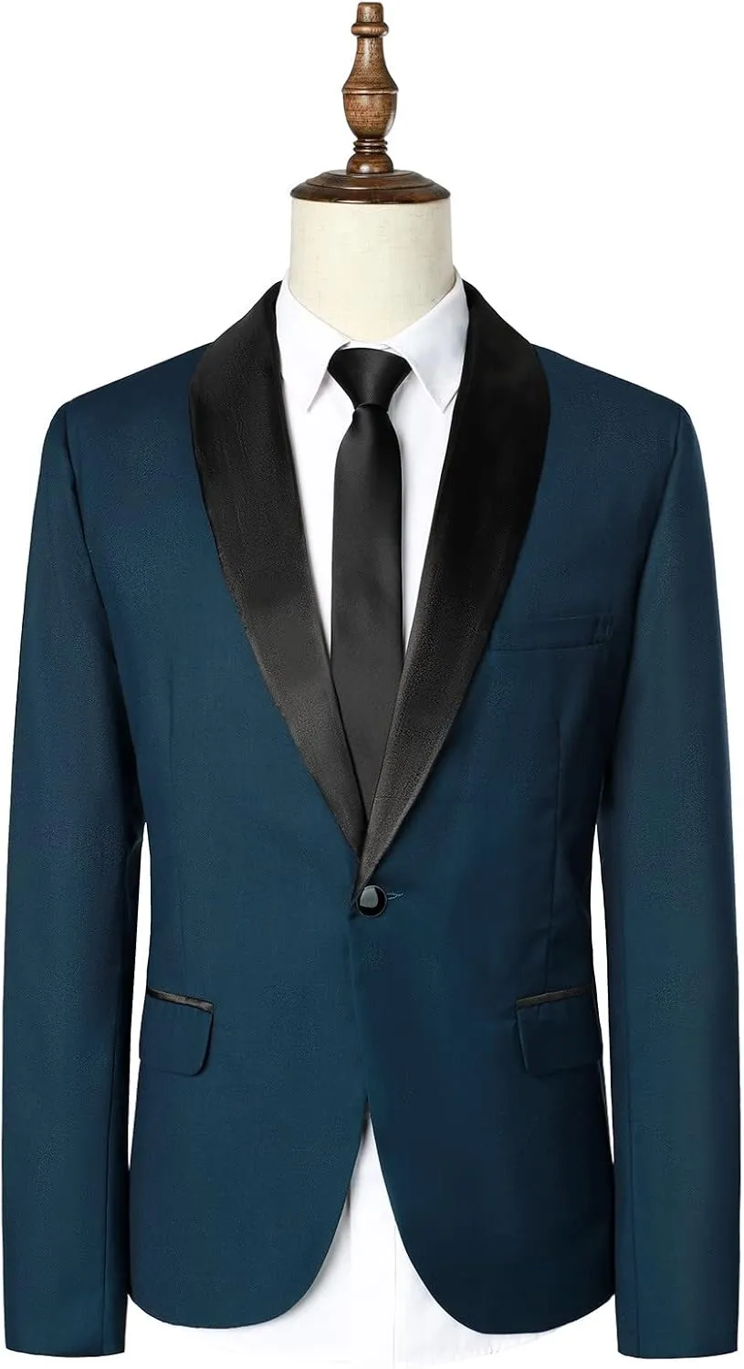 Mens Stylish Dinner Tux Dress Blazer Retro Tuxedo Jackets for Dinner Party Wedding Prom Slim Fit Suit Jacket Sport Coats