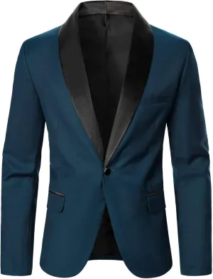Mens Stylish Dinner Tux Dress Blazer Retro Tuxedo Jackets for Dinner Party Wedding Prom Slim Fit Suit Jacket Sport Coats