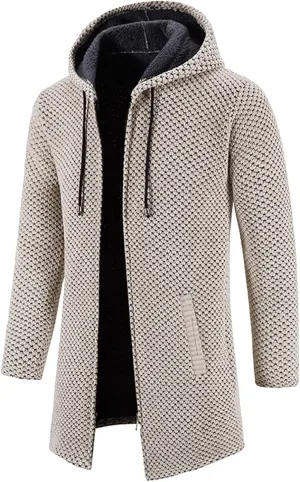 Mens Thick Knitted Cardigan Sweaters Warm Sherpa Fleece Lined Stripe Hoodie Jackets Winter Jacket Cardigan Sweater Coats