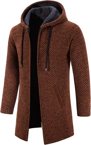 Mens Thick Knitted Cardigan Sweaters Warm Sherpa Fleece Lined Stripe Hoodie Jackets Winter Jacket Cardigan Sweater Coats