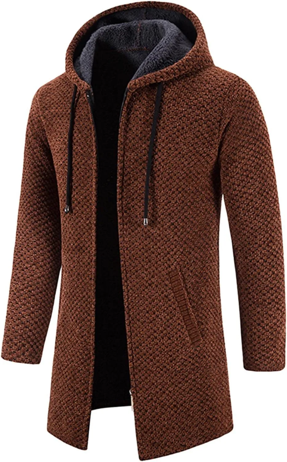 Mens Thick Knitted Cardigan Sweaters Warm Sherpa Fleece Lined Stripe Hoodie Jackets Winter Jacket Cardigan Sweater Coats