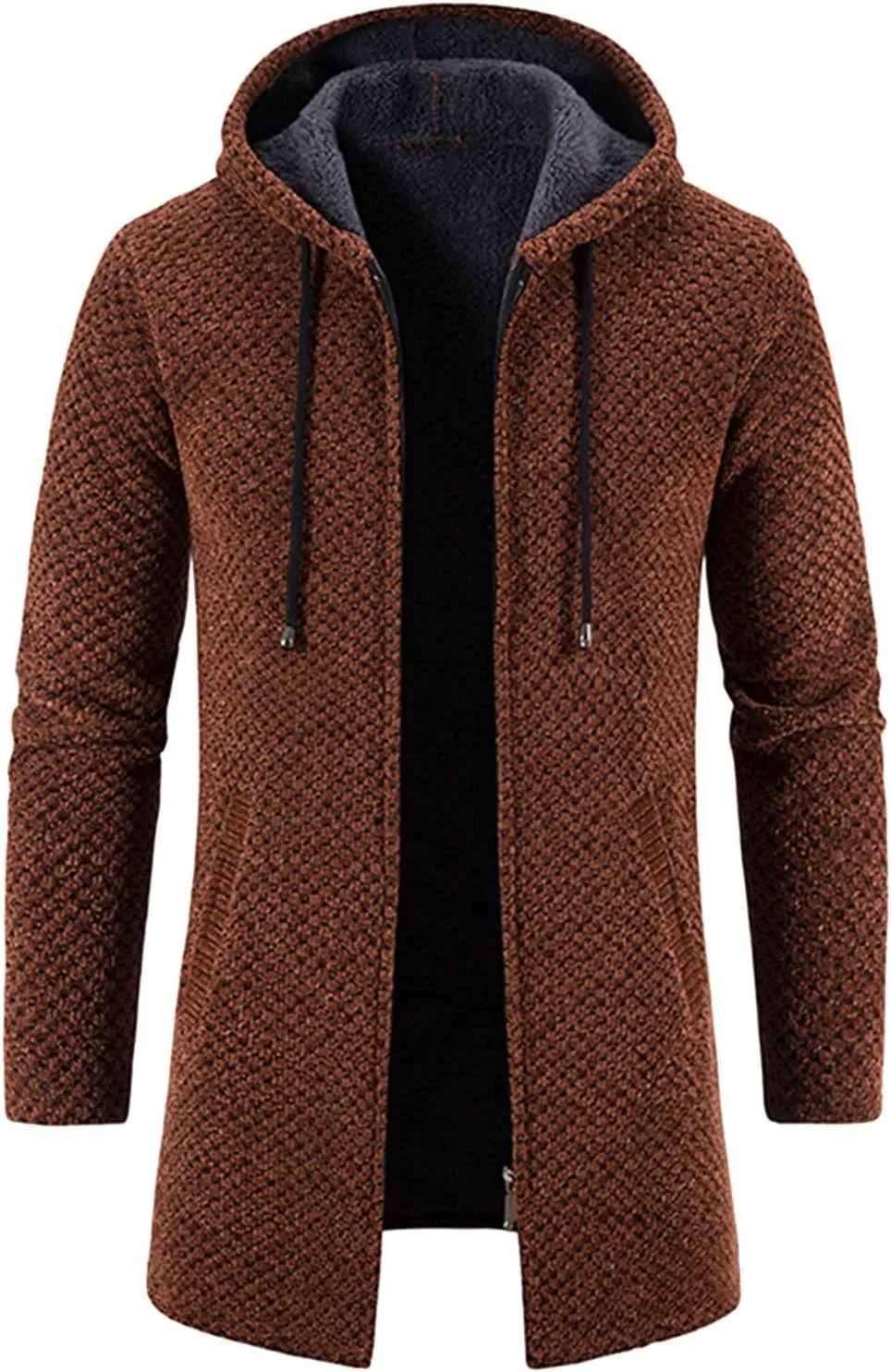 Mens Thick Knitted Cardigan Sweaters Warm Sherpa Fleece Lined Stripe Hoodie Jackets Winter Jacket Cardigan Sweater Coats