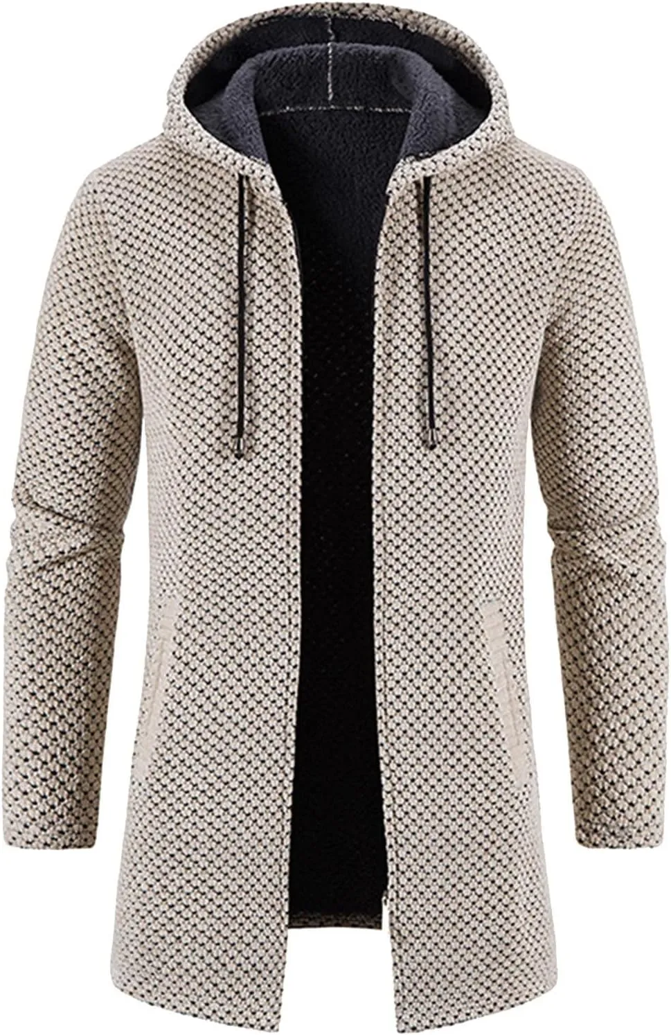 Mens Thick Knitted Cardigan Sweaters Warm Sherpa Fleece Lined Stripe Hoodie Jackets Winter Jacket Cardigan Sweater Coats