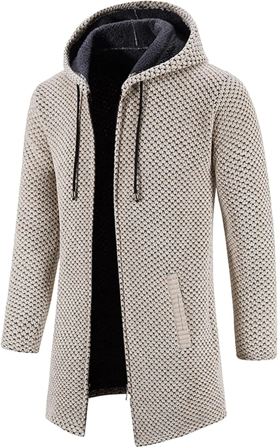 Mens Thick Knitted Cardigan Sweaters Warm Sherpa Fleece Lined Stripe Hoodie Jackets Winter Jacket Cardigan Sweater Coats
