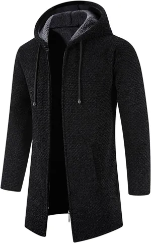 Mens Thick Knitted Cardigan Sweaters Warm Sherpa Fleece Lined Stripe Hoodie Jackets Winter Jacket Cardigan Sweater Coats