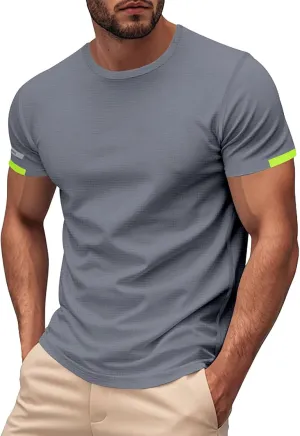 Mens Workout Shirts Quick Dry Running Athletic Moisture Wicking Tees Summer Casual Short Sleeve Crewneck Muscle Tops