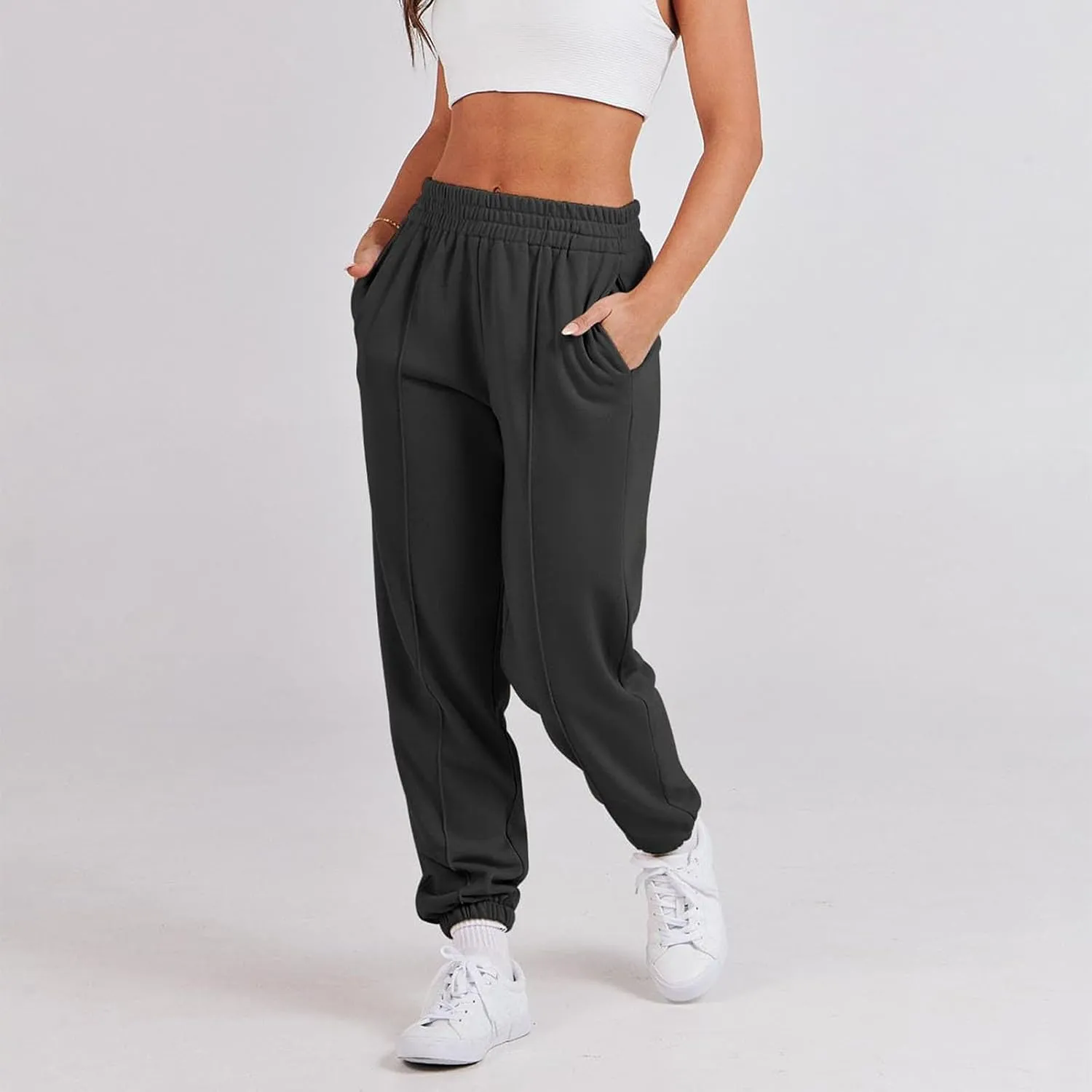 midelxp Athletic Jogger Sweatpants Women Baggy High Waisted Fleece Joggers with Pockets Comfy Lightweight Lounge Pants 2024