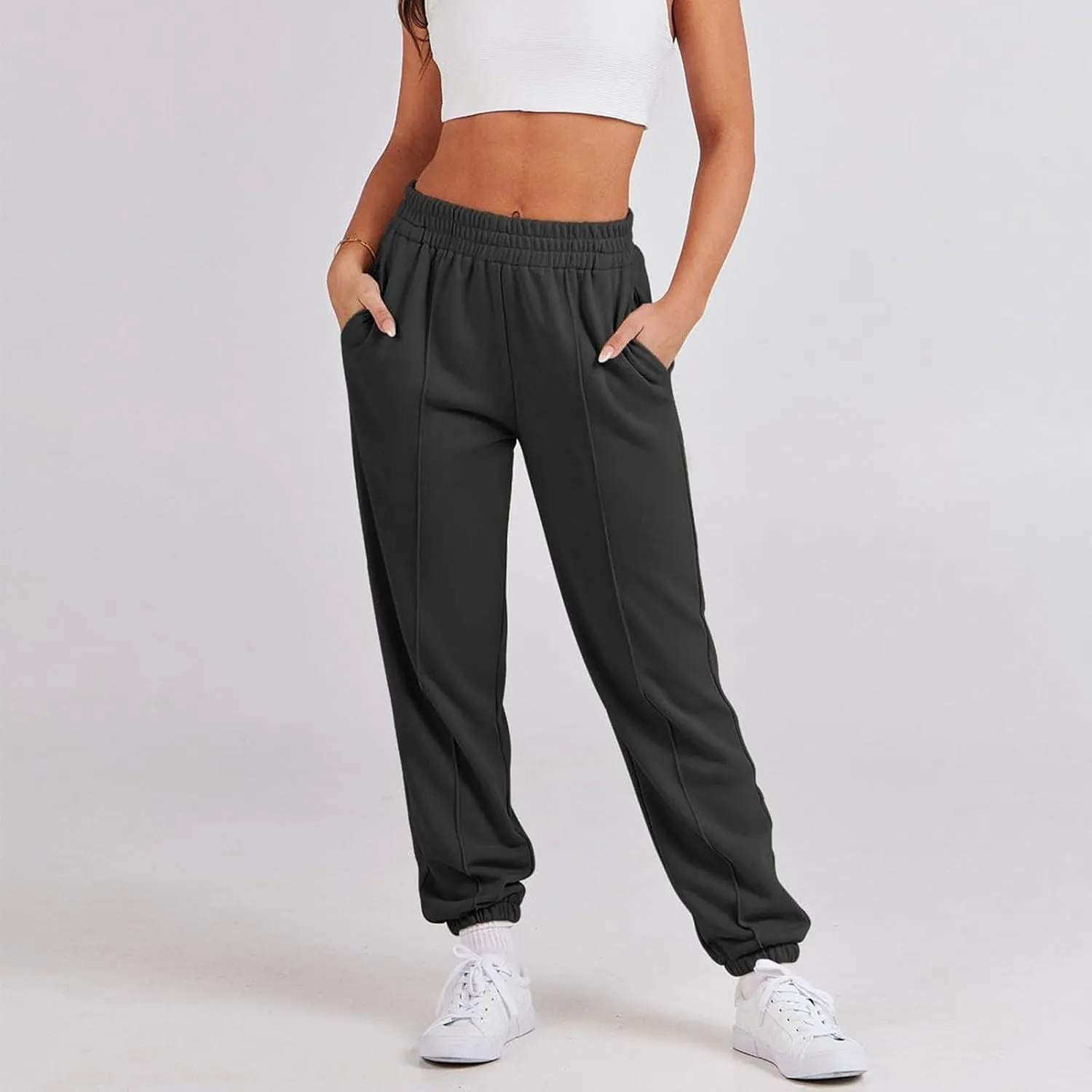 midelxp Athletic Jogger Sweatpants Women Baggy High Waisted Fleece Joggers with Pockets Comfy Lightweight Lounge Pants 2024